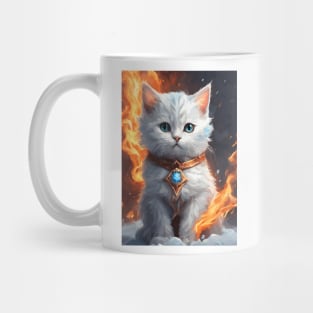 Fire and Ice Cute White Cat Mug